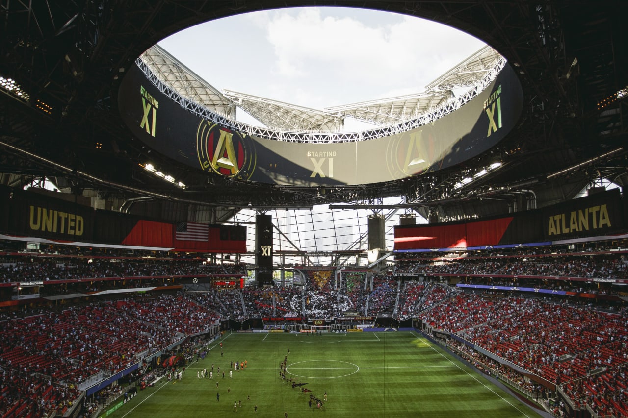 General view before the match against Columbus Crew at Mercedes-Benz Stadium in Atlanta, United States on Saturday May 28, 2022. (Photo by Matthew Grimes/Atlanta United)