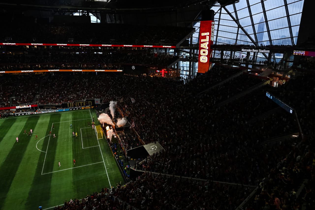 General view after a goal during the second half of the match against Inter Miami at Mercedes-Benz Stadium in Atlanta, GA on Saturday, September 16, 2023. (Photo by Brandon Magnus/Atlanta United)