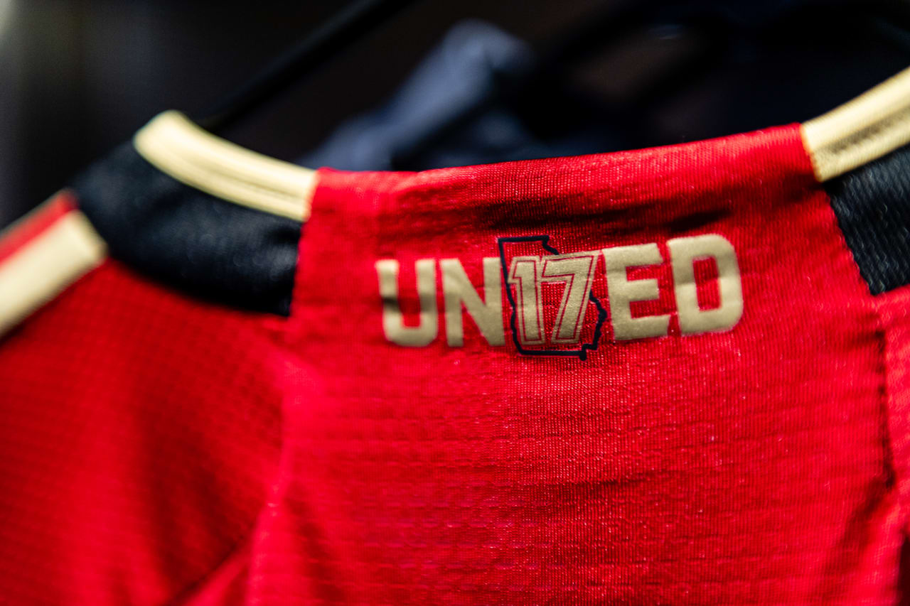 Details of the new 17s' kit during the American Family Insurance Cup against Deportivo Toluca F.C. at Mercedes-Benz Stadium in Atlanta, GA on Wednesday, February 14, 2023. (Photo by Mitch Martin/Atlanta United)