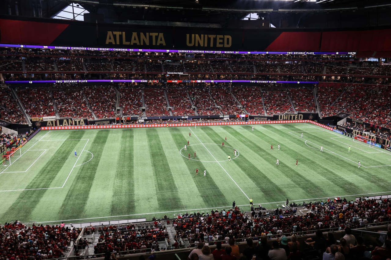 Atlanta United during the match against Orlando City at Mercedes-Benz Stadium in Atlanta, GA on Saturday, July 15, 2023. (Photo by Chamberlain Smith/Atlanta United)