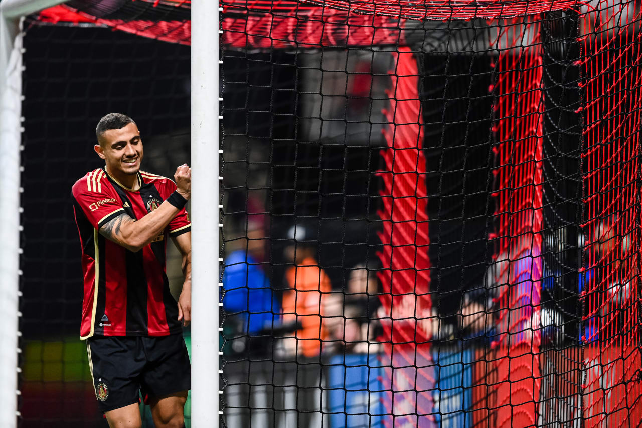 Atlanta United defender Ronald Hernandez #2 reacts during the second half of the match against Portland Timbers at Mercedes-Benz Stadium in Atlanta, GA on Saturday March 18, 2023. (Photo by Mitchell Martin/Atlanta United)