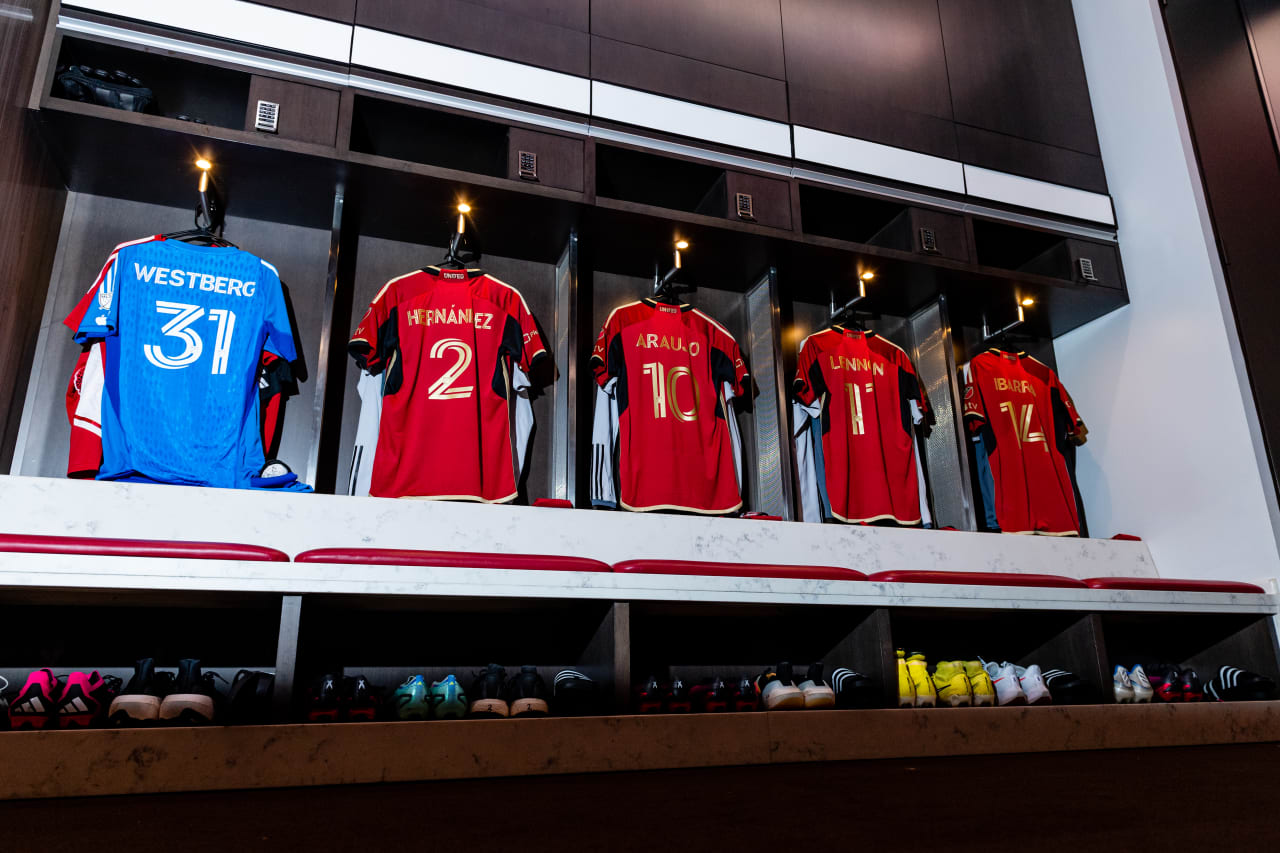 Locker room during the American Family Insurance Cup against Deportivo Toluca F.C. at Mercedes-Benz Stadium in Atlanta, GA on Wednesday, February 14, 2023. (Photo by Mitch Martin/Atlanta United)