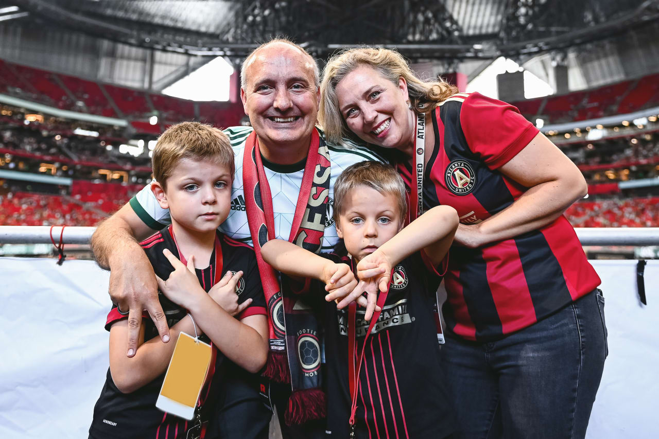 Atlanta United president Darren Eales poses with his family prior to the match against Seattle Sounders FC at Mercedes-Benz Stadium in Atlanta, United States on Saturday August 6, 2022. (Photo by Mitchell Martin/Atlanta United)