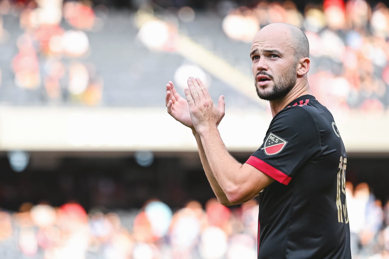 Atlanta United defender Andrew Gutman #15 reacts after the match against Chicago Fire FC at Soldier Field in Chicago, United States on Saturday July 30, 2022. (Photo by Dakota Williams/Atlanta United)