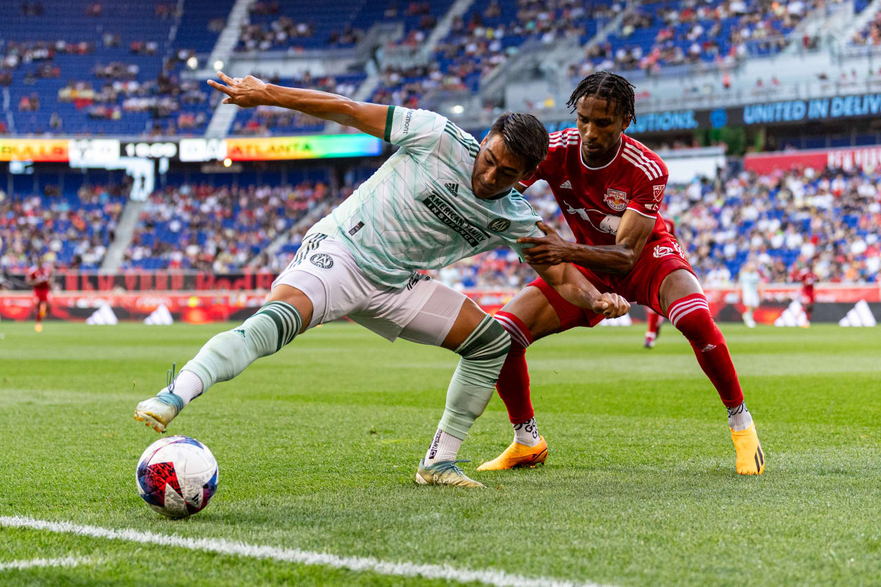 Atlanta United forward Tyler Wolff #28 during the match against New York Red Bulls at Red Bull Arena in Harrison, NJ on Saturday, June 24, 2023. (Photo by Mitch Martin/Atlanta United)