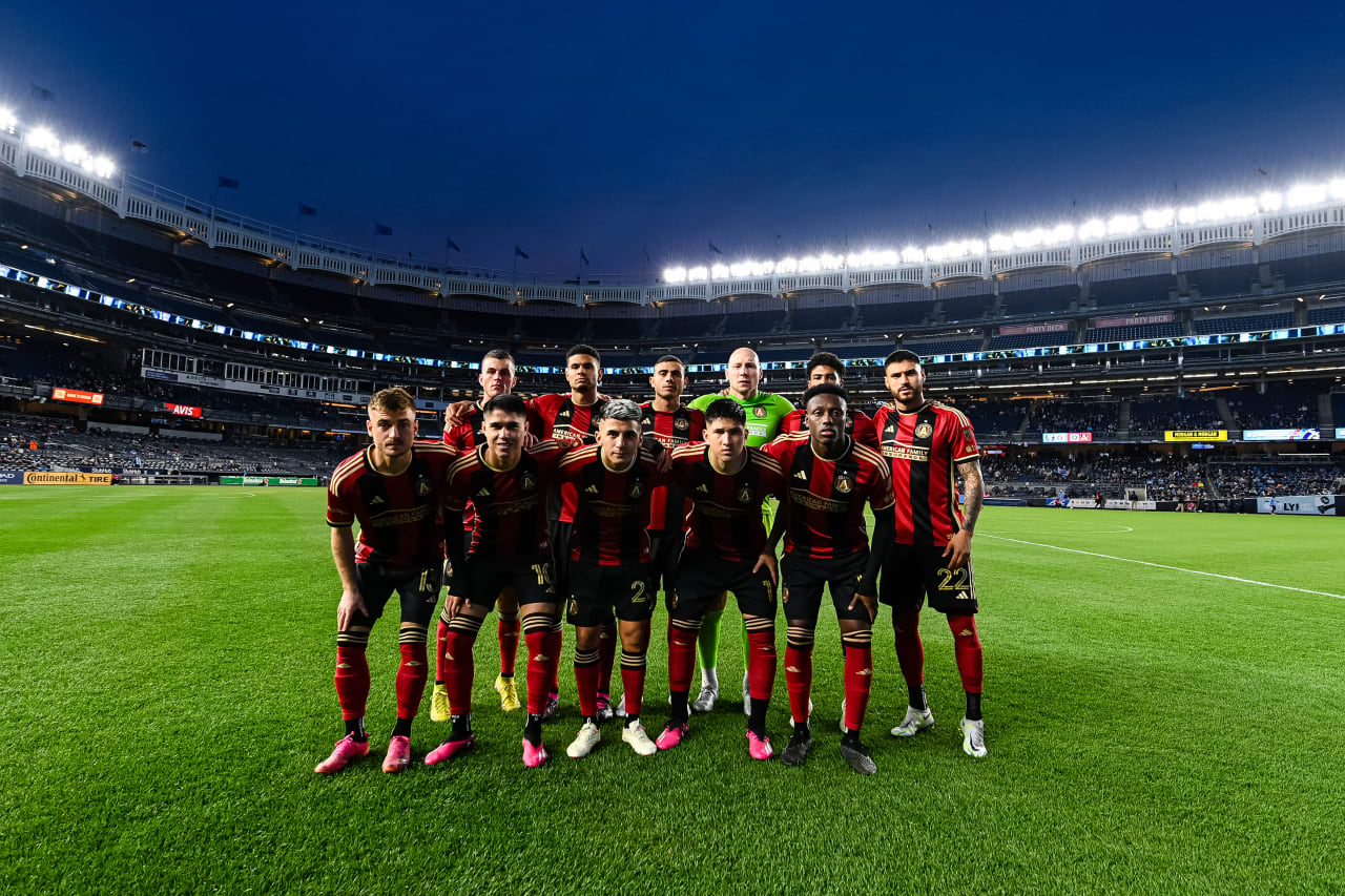 Starting XI pose prior to the match against New York City FC at Yankee Stadium in Bronx, NY on Saturday April 8, 2023. (Photo by Mitchell Martin/Atlanta United)