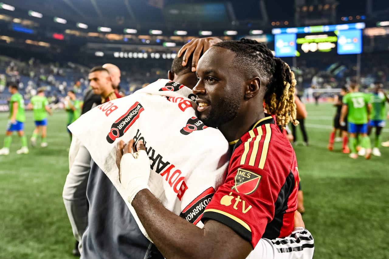 Atlanta United midfielder Tristan Muyumba #8 after the match against Seattle Sounders FC at Lumen Field in Seattle, WA on Sunday, August 20, 2023. (Photo by Mitch Martin/Atlanta United)