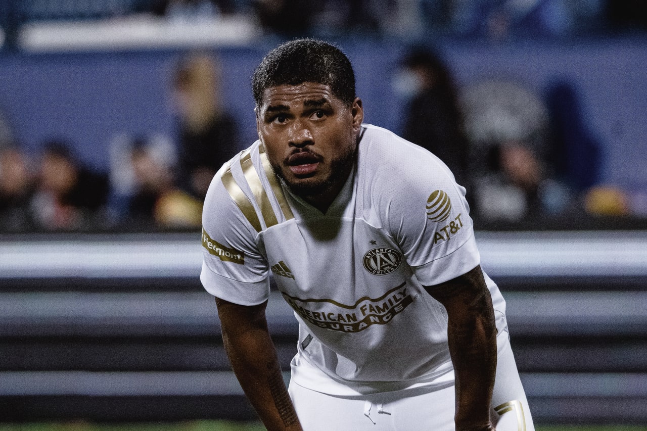 Atlanta United forward Josef Martinez #7 looks on during the first half of the match against CF Montréal at Stade Saputo in Montreal, Quebec, on Saturday October 2, 2021. (Photo by Audrey Magny/Atlanta United)