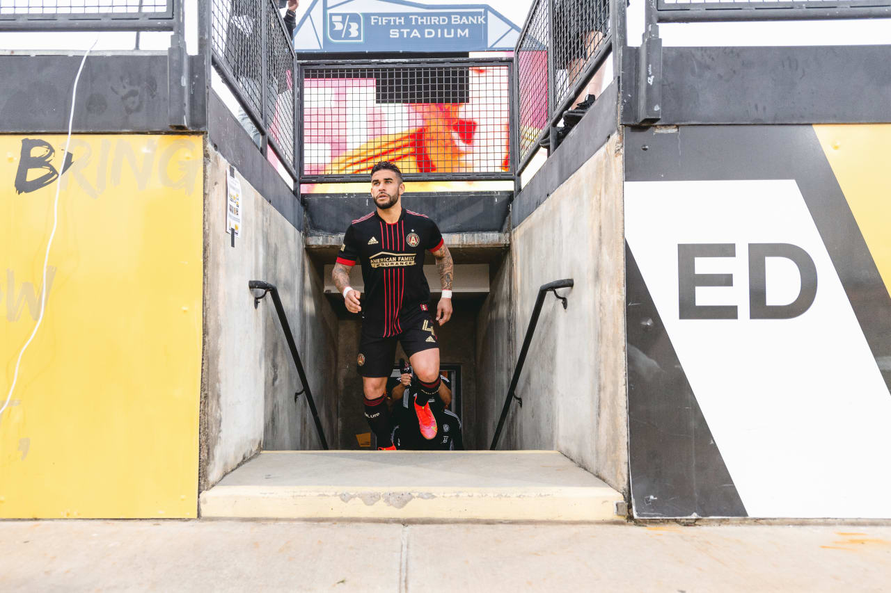 Atlanta United forward Dom Dwyer #4 walks out during the match against Chattanooga FC at Fifth Third Bank Stadium in Kennesaw, United States on Wednesday April 20, 2022. (Photo by Dakota Williams/Atlanta United)