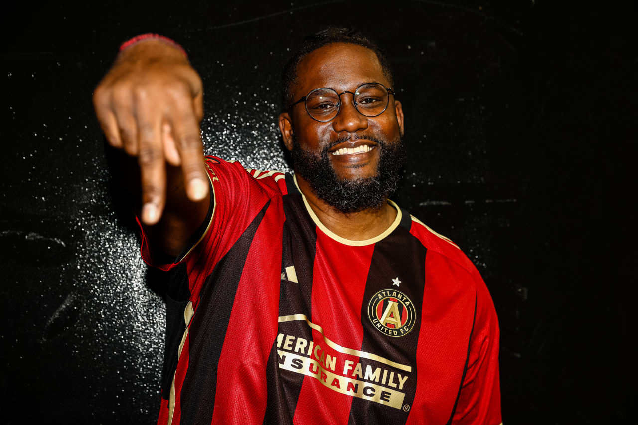 Terrence Lester poses for a photo before the match against New York City FC at Mercedes-Benz Stadium in Atlanta, GA on Wednesday, June 21, 2023. (Photo by Bee Trofort-Wilson/Atlanta United)
