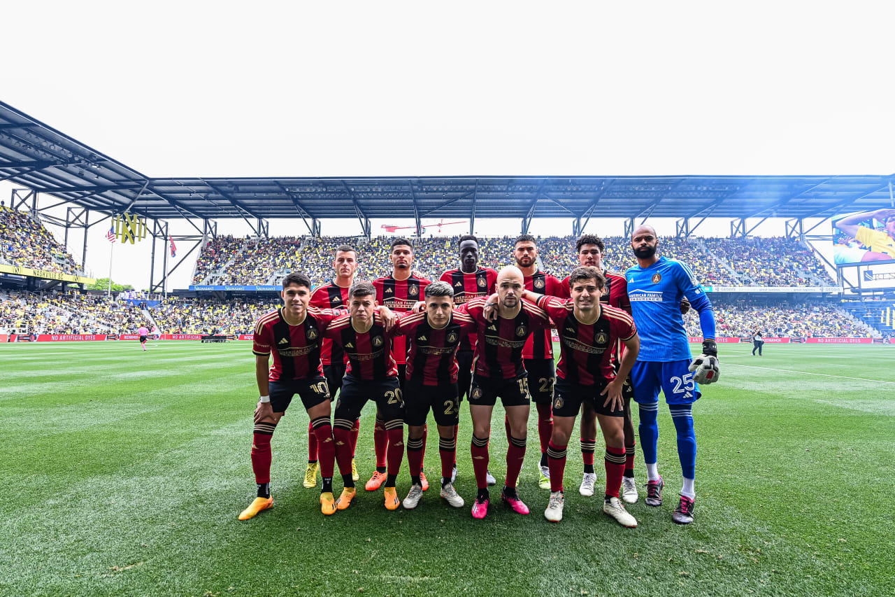 Atlanta United Starting XI poses for a photo before the match against Nashville SC at GEODIS Park in Nashville, TN on Saturday April 29, 2023. (Photo by Mitchell Martin/Atlanta United)