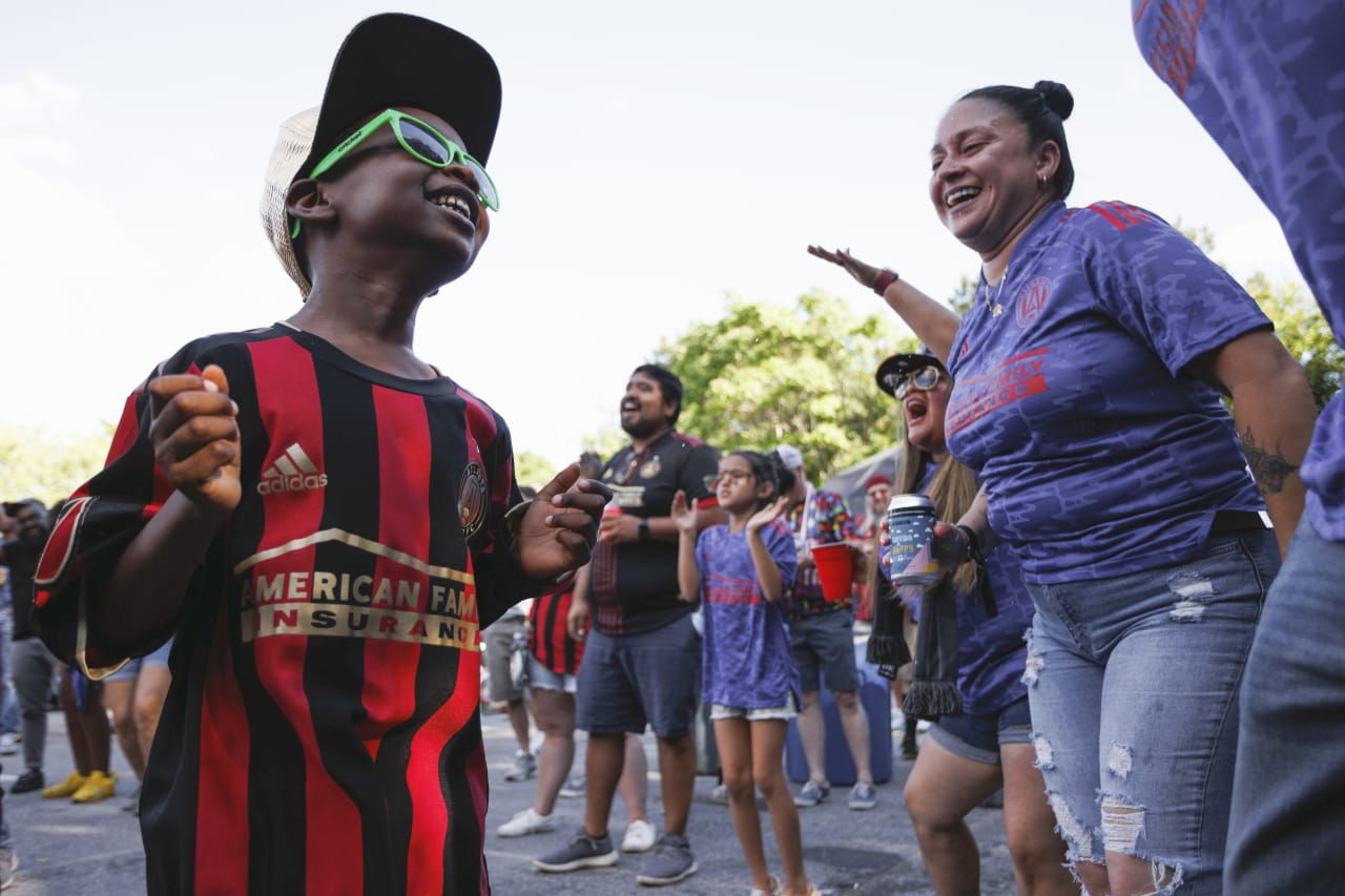 Atlanta United supporters before the match against Columbus Crew at Mercedes-Benz Stadium in Atlanta, United States on Saturday May 28, 2022. (Photo by Matthew Grimes/Atlanta United)