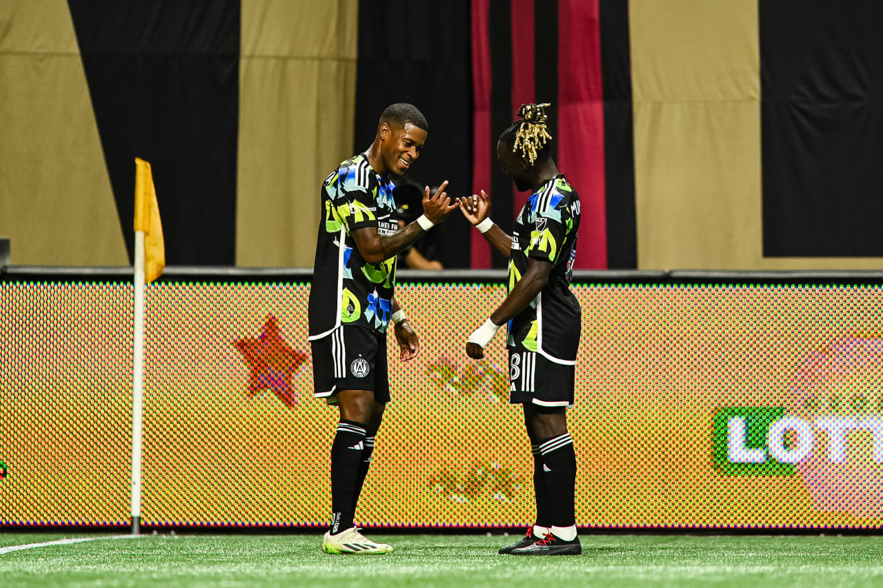Atlanta United forward Xande Silva #16 celebrates after a goal during the first half of the match against CF Montreal at Mercedes-Benz Stadium in Atlanta, GA on Saturday, September 23, 2023. (Photo by AJ Reynolds/Atlanta United)