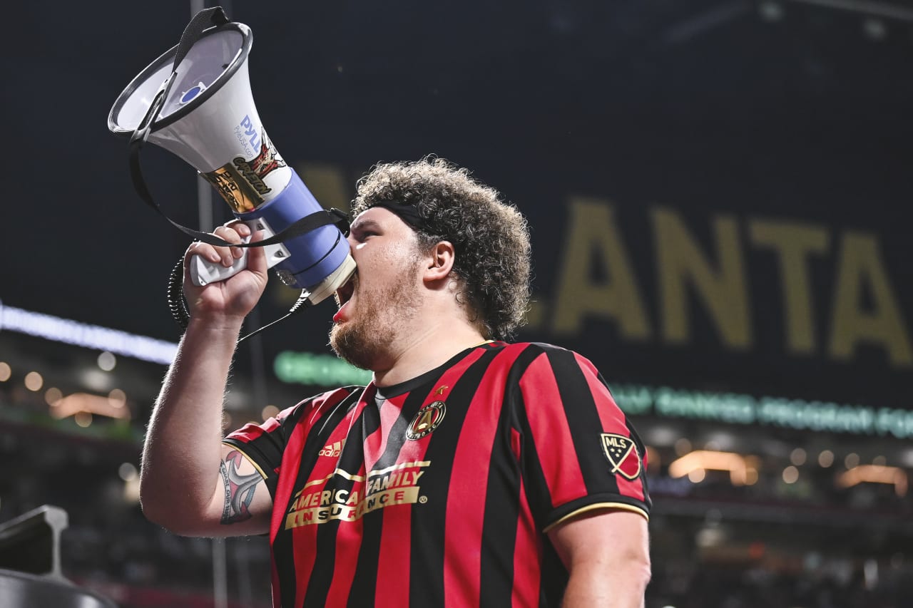 Atlanta United supporters during the match against New York Red Bulls at Mercedes-Benz Stadium in Atlanta, United States on Wednesday August 17, 2022. (Photo by Jay Bendlin/Atlanta United)