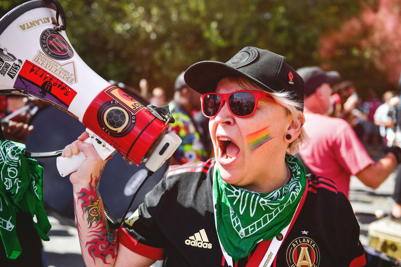Scenes from the Supporter’s March before the match against New York City FC at Mercedes-Benz Stadium in Atlanta, GA on Sunday October 9, 2022. (Photo by Kyle Hess/Atlanta United)