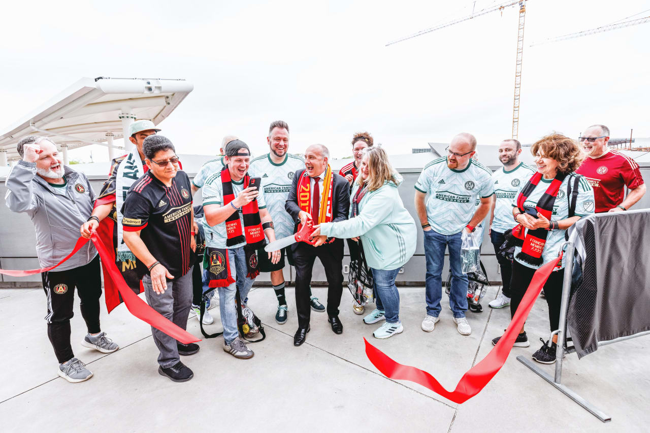 The unveiling of the Founding Members Ticket Wall before the match against Cincinnati FC at Mercedes-Benz Stadium in Atlanta, United States on Saturday April 16, 2022. (Photo by Karl Moore/Atlanta United)