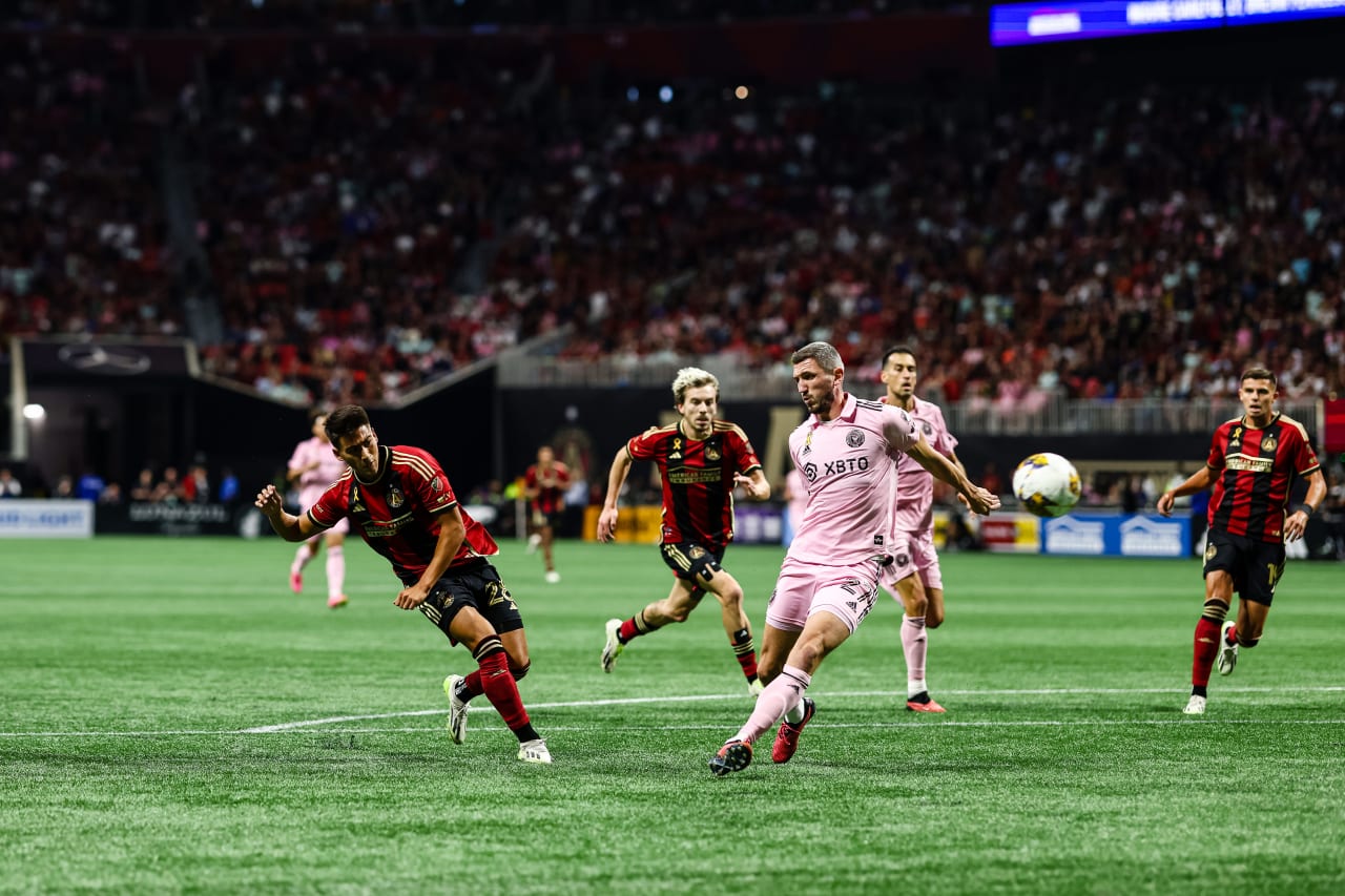 Atlanta United forward Tyler Wolff #28 scores a goal during the second half of the match against Inter Miami at Mercedes-Benz Stadium in Atlanta, GA on Saturday, September 16, 2023. (Photo by Mitch Martin/Atlanta United)