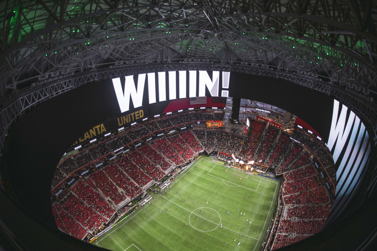 General view of the halo board during the match against Chicago Fire FC at Mercedes-Benz Stadium in Atlanta, United States on Saturday May 7, 2022. (Photo by Mitchell Martin/Atlanta United)