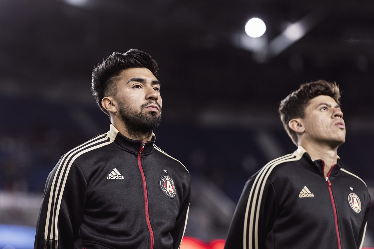 Atlanta United midfielder Marcelino Moreno #10 looks on before the match against New York Red Bulls at Red Bull Arena in Harrison, New Jersey on Wednesday November 3, 2021. (Photo by Jacob Gonzalez/Atlanta United)