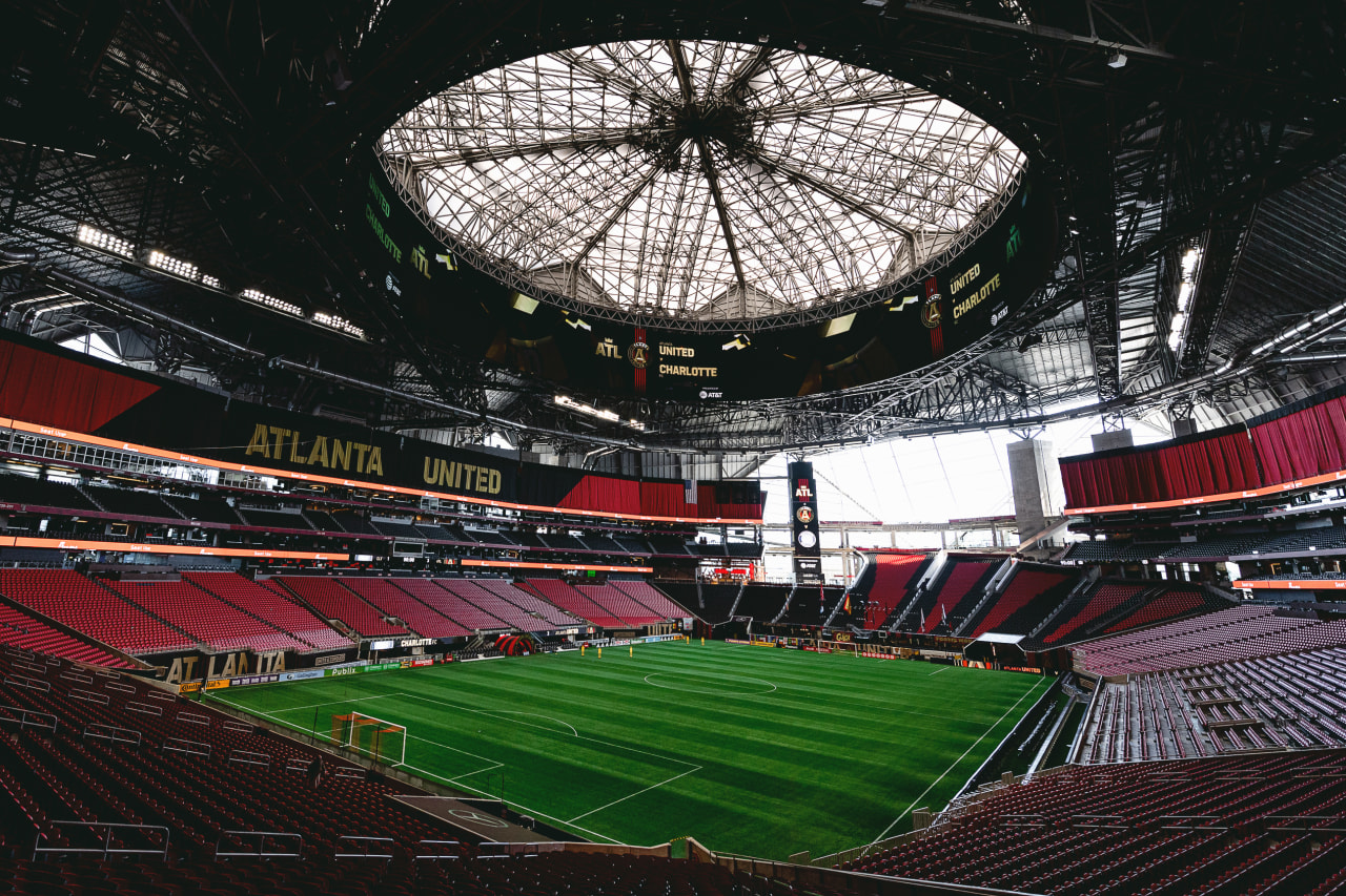Scene setters before the match against Charlotte FC at Mercedes-Benz Stadium in Atlanta, Georgia, on Sunday March 13, 2022. (Photo by Mitchell Martin/Atlanta United)