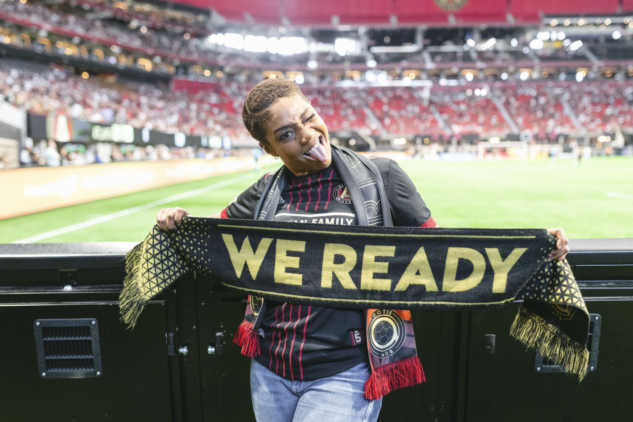The Golden Spike hitter and comedian Tiffany Haddish during the match against CF Montreal at Mercedes-Benz Stadium in Atlanta, United States on Saturday March 19, 2022. (Photo by AJ Reynolds/Atlanta United)
