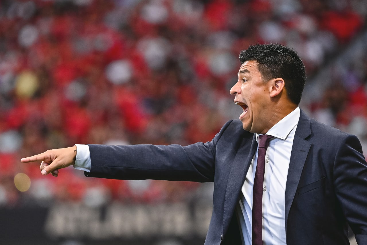 Atlanta United Head Coach Gonzalo Pineda is seen on the sideline during the match against Seattle Sounders FC at Mercedes-Benz Stadium in Atlanta, United States on Saturday August 6, 2022. (Photo by Dakota Williams/Atlanta United)