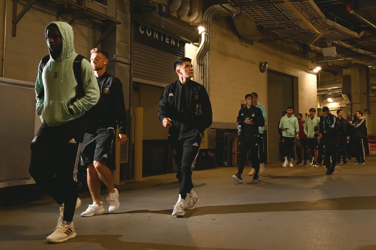 Atlanta United players arrive prior to the match against New England Revolution at Gillette Stadium in Foxborough, United States on Saturday October 1, 2022. (Photo by Dakota Williams/Atlanta United)