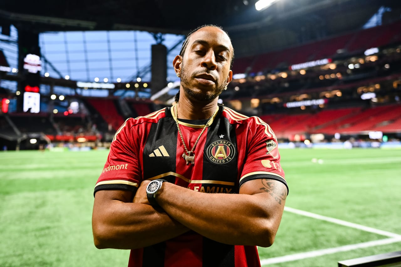 Ludacris poses for a photo prior to the match against San Jose Earthquakes at Mercedes-Benz Stadium in Atlanta, GA on Saturday February 25, 2023. (Photo by Brandon Magnus/Atlanta United)