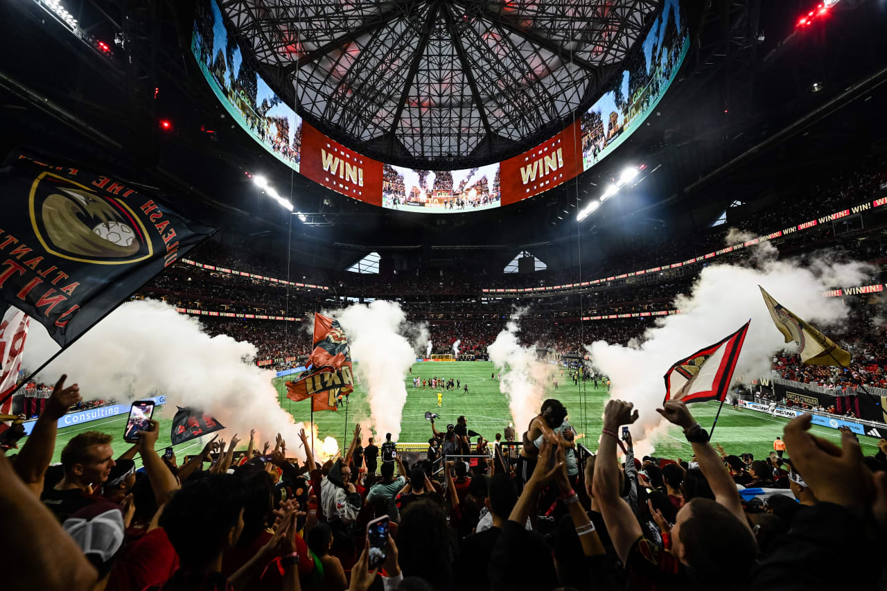 General view from the supporter section after the match against Inter Miami at Mercedes-Benz Stadium in Atlanta, GA on Saturday, September 16, 2023. (Photo by Brandon Magnus/Atlanta United)