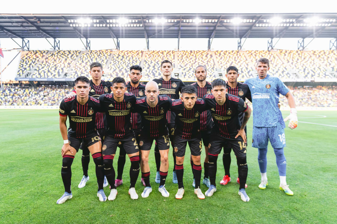 Atlanta United Starting XI pose for a photo before the Lamar Hunt U.S. Open Cup match against Nashville SC at Geodis Park in Nashville, Tennessee, on Wednesday May 11, 2022. (Photo by Dakota Williams/Atlanta United)