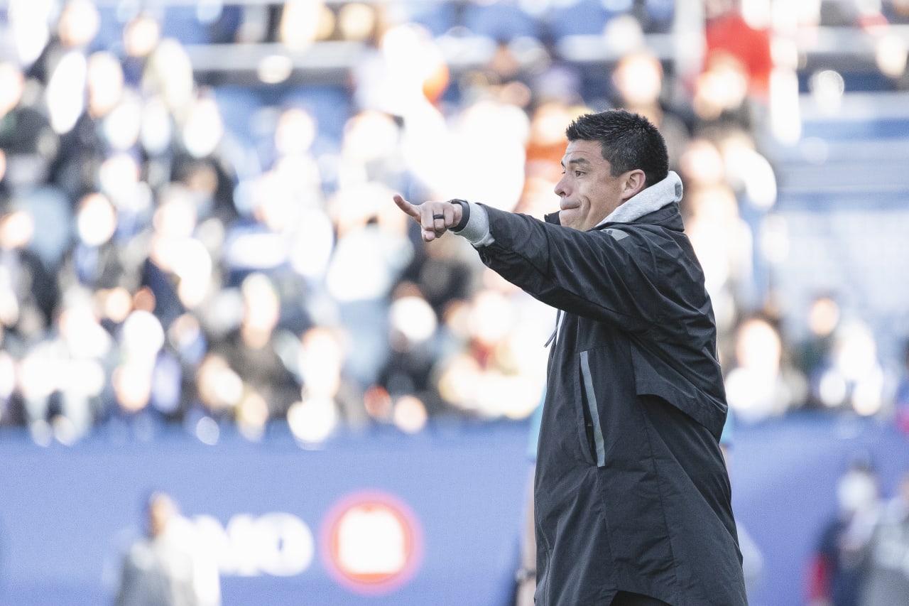 Atlanta United Head Coach Gonzalo Pineda is seen on the sideline during the match against CF Montreal at Stade Saputo in Montreal, Canada on Saturday April 30, 2022. (Photo by Dakota Williams/Atlanta United)