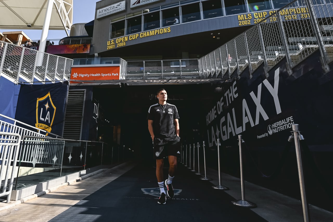 Atlanta United forward Ronaldo Cisneros #29 arrives for the match against LA Galaxy at Dignity Health Sports Park in Carson, United States on Sunday July 24, 2022. (Photo by Dakota Williams/Atlanta United)