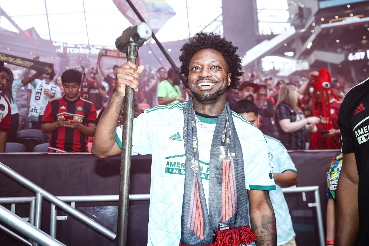 Spike hitter Funny Marco prior to the match against Colorado Rapids at Mercedes-Benz Stadium in Atlanta, GA on Wednesday, May 17, 2023. (Photo by Bee Trofort-Wilson/Atlanta United)
