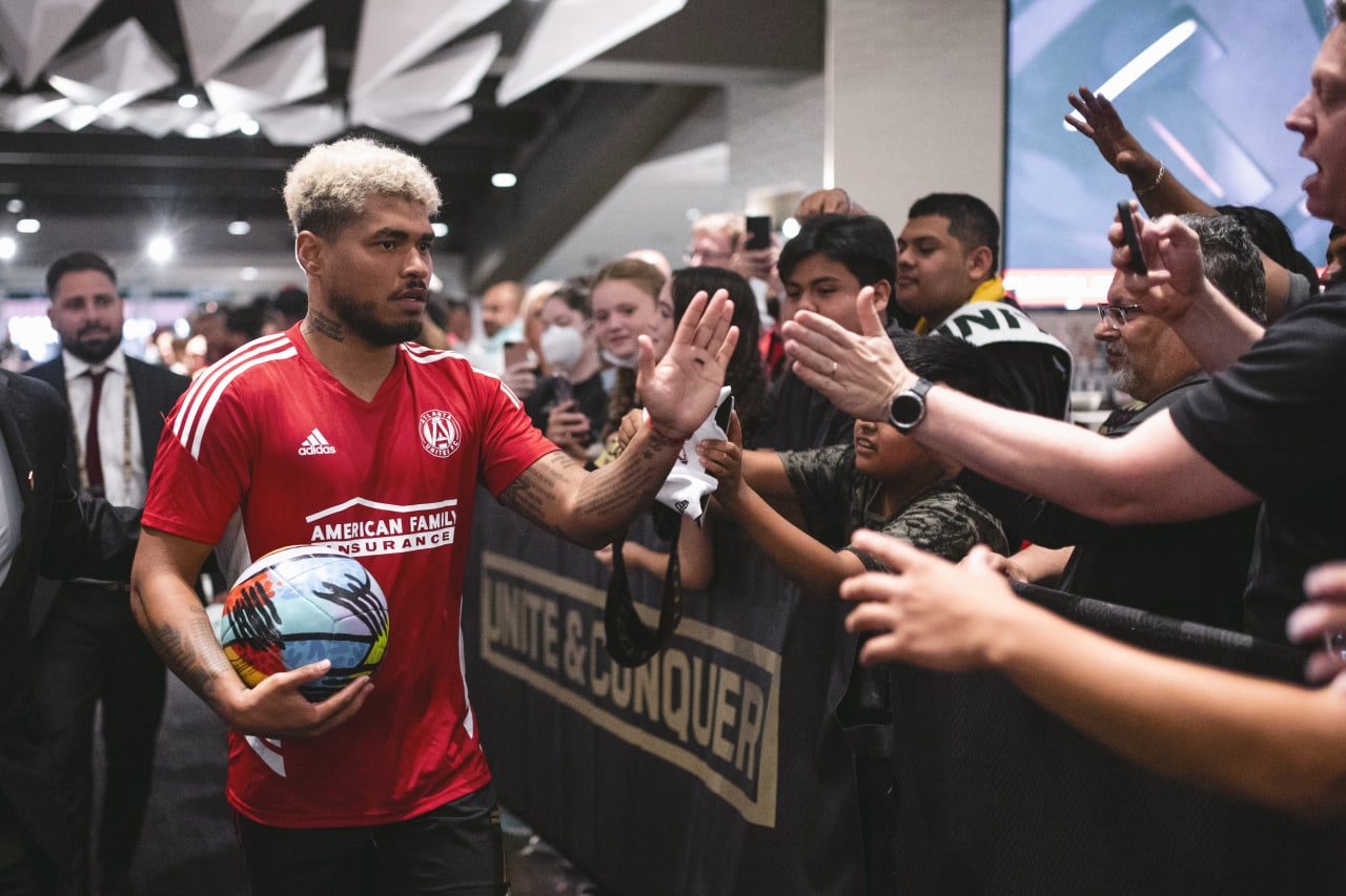 Atlanta United forward Josef Martinez #7 after the match against Pachuca at Mercedes-Benz Stadium in Atlanta, United States on Tuesday June 14, 2022. (Photo by Kyle Hess/Atlanta United)