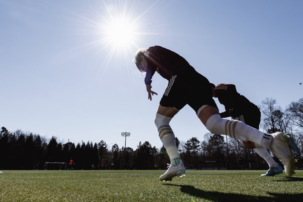Atlanta United forward Jackson Conway #36 warms up before the preseason match against the Georgia Revolution at Turner Soccer Complex in Athens, Georgia, on Sunday January 30, 2022. (Photo by Jacob Gonzalez/Atlanta United)