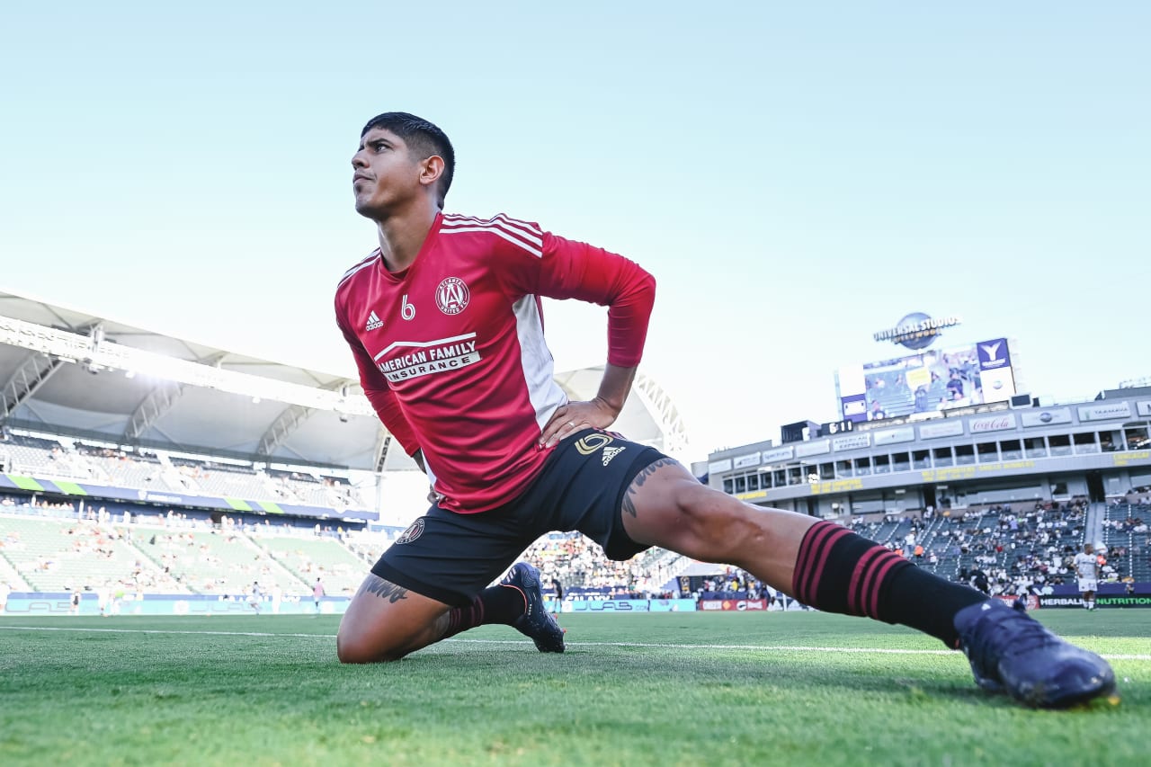 Atlanta United defender Alan Franco #6 warms up before the match against LA Galaxy at Dignity Health Sports Park in Carson, United States on Sunday July 24, 2022. (Photo by Dakota Williams/Atlanta United)