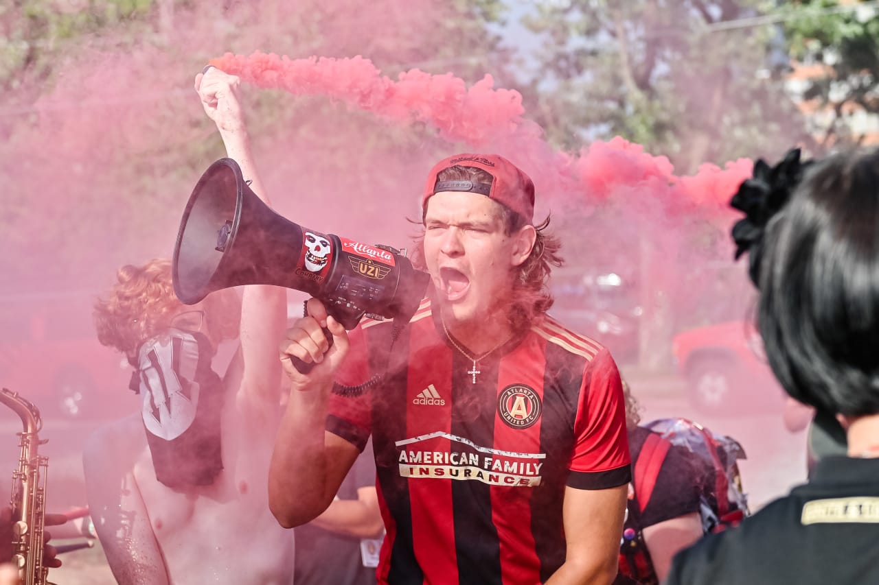 Supporters during the Supporter’s March before the match against Cruz Azul at Mercedes-Benz Stadium in Atlanta, GA on Saturday, July 29, 2023. (Photo by Asher Greene/Atlanta United)