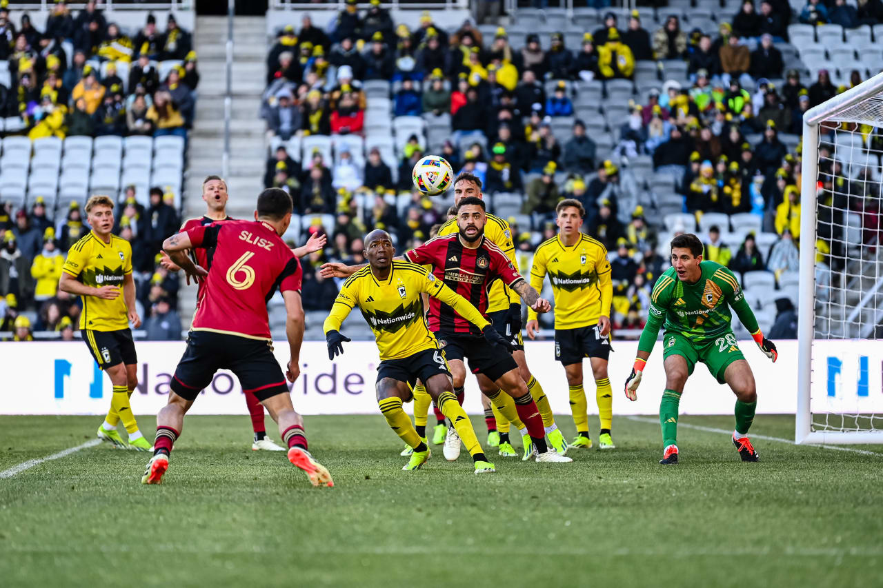 Atlanta United players during the match against Columbus Crew at Lower.com Field in Columbus, OH on Saturday February 24, 2024