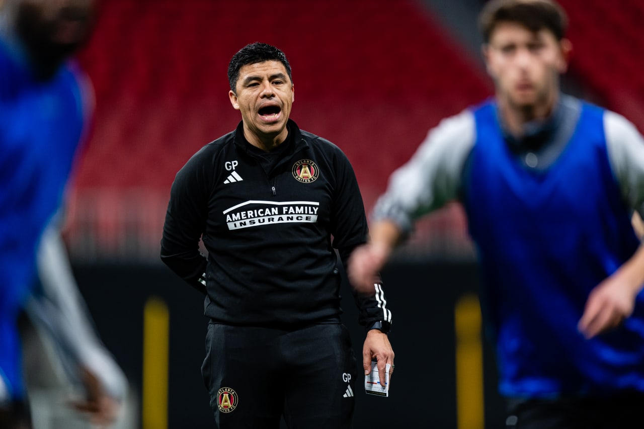 Atlanta United Head Coach Gonzalo Pineda during the first day of training at Mercedes-Benz Stadium in Atlanta, Ga. on Monday, January 15, 2024