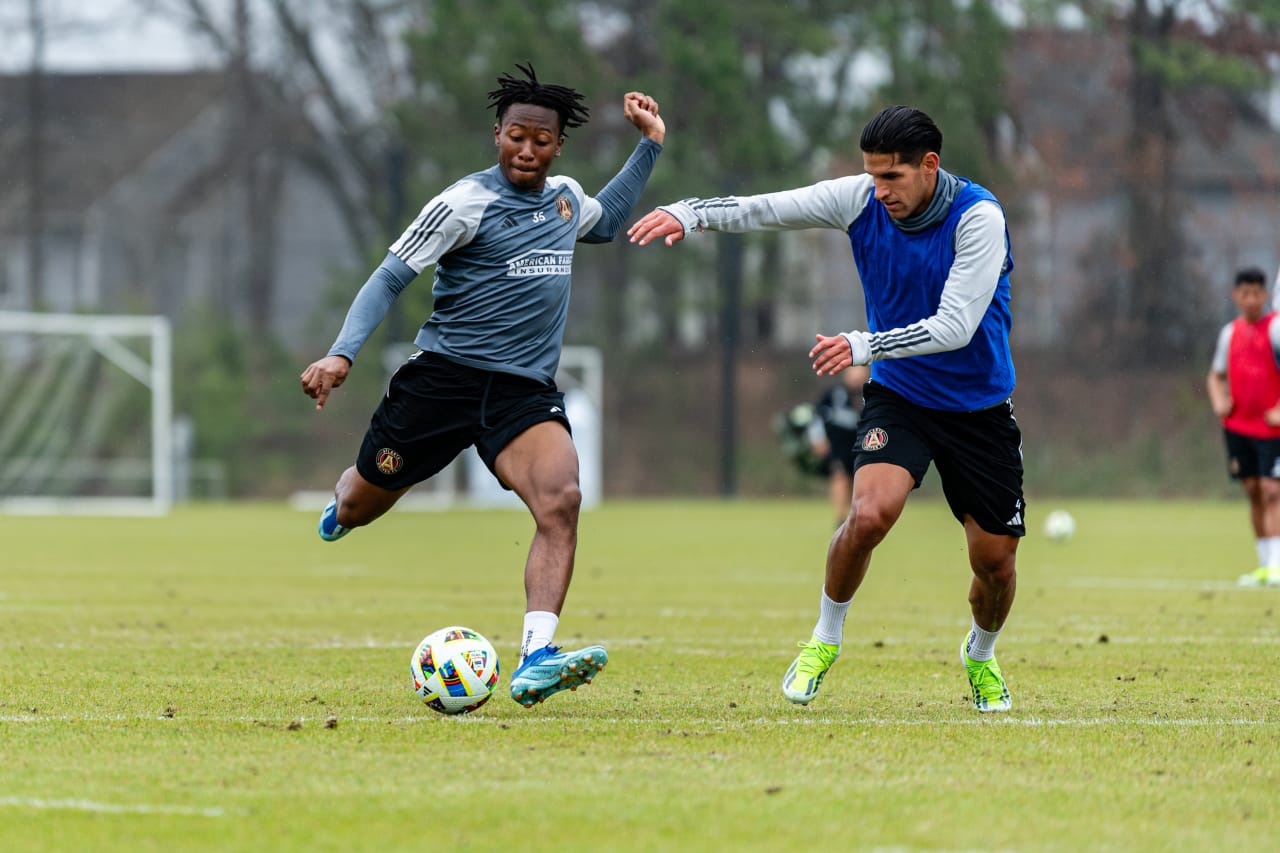 Atlanta United midfielder Ajani Fortune #35 during a training session at Children’s Healthcare of Atlanta Training Ground in Marietta, Ga. on Tuesday, March 5, 2024