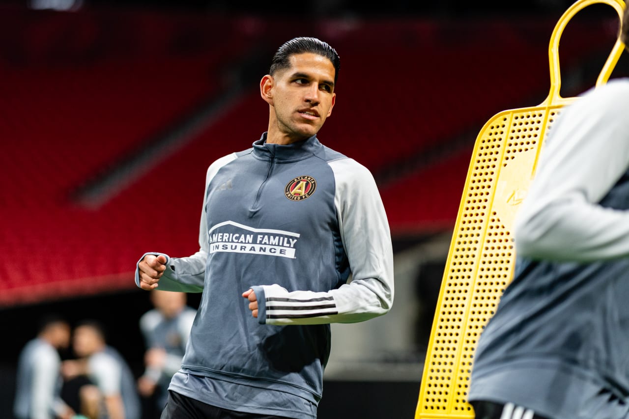 Atlanta United defender Luis Abram #4 during the first day of training at Mercedes-Benz Stadium in Atlanta, Ga. on Monday, January 15, 2024