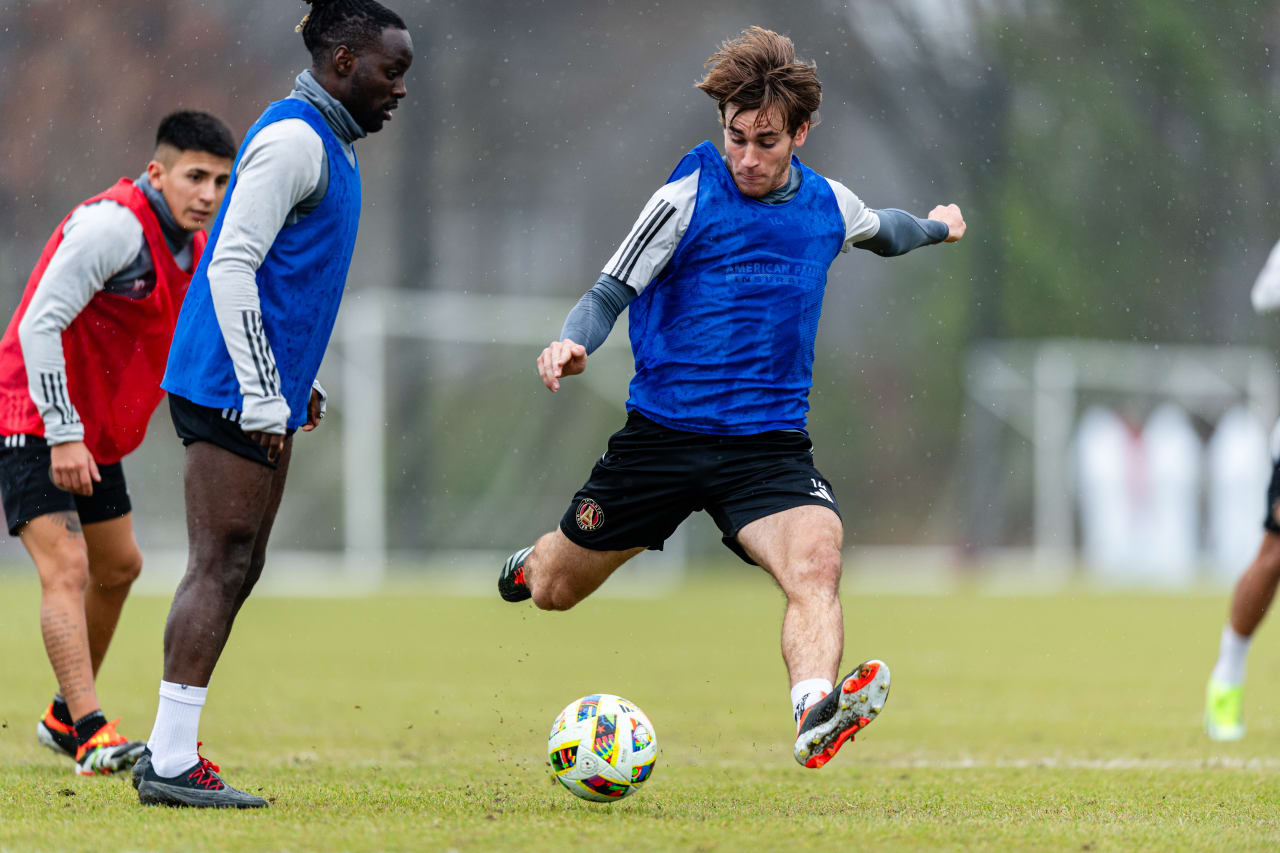 Atlanta United defender Aiden Mcfadden #14 during a training session at Children’s Healthcare of Atlanta Training Ground in Marietta, Ga. on Tuesday, March 5, 2024