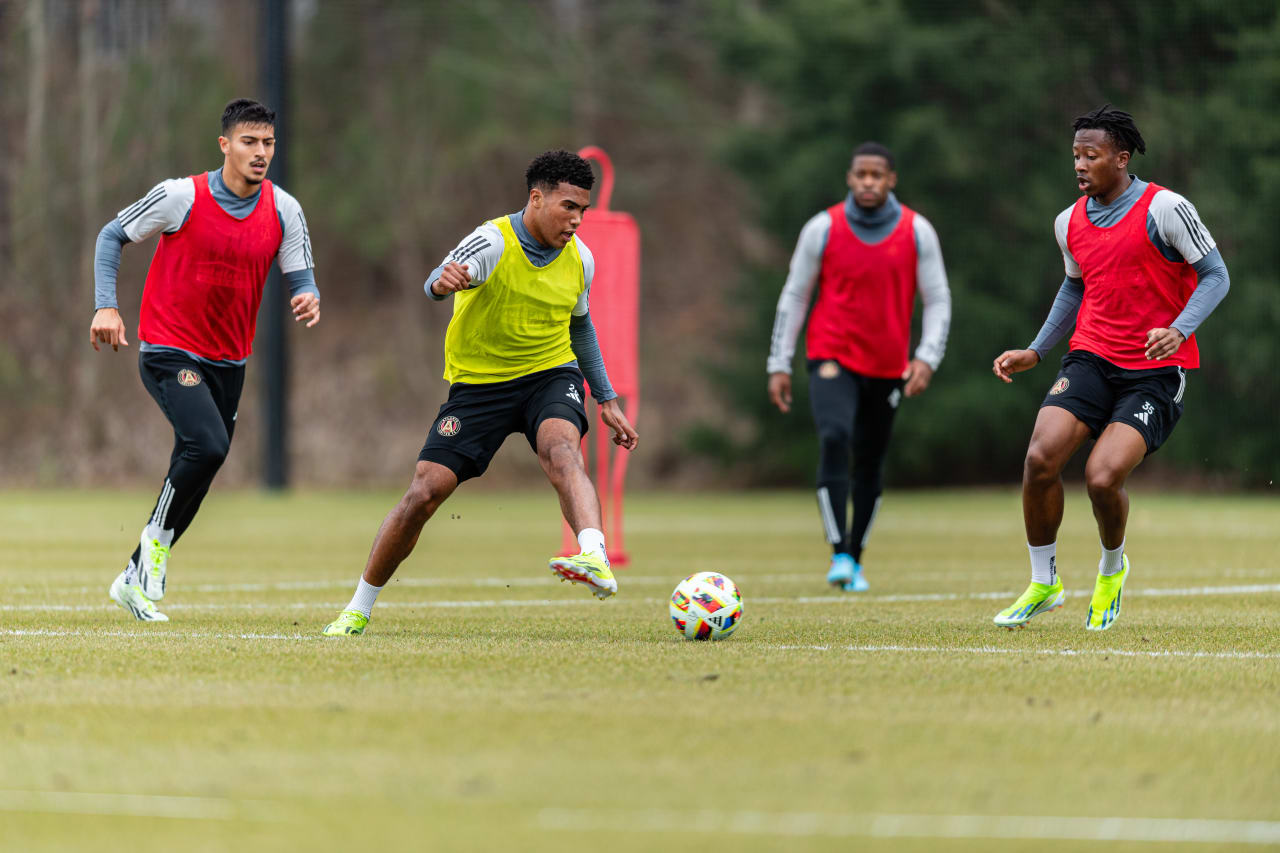 Atlanta United defender Caleb Wiley #26 during a training session at Children’s Healthcare of Atlanta Training Ground in Marietta, Ga. on Tuesday, February 27, 2024