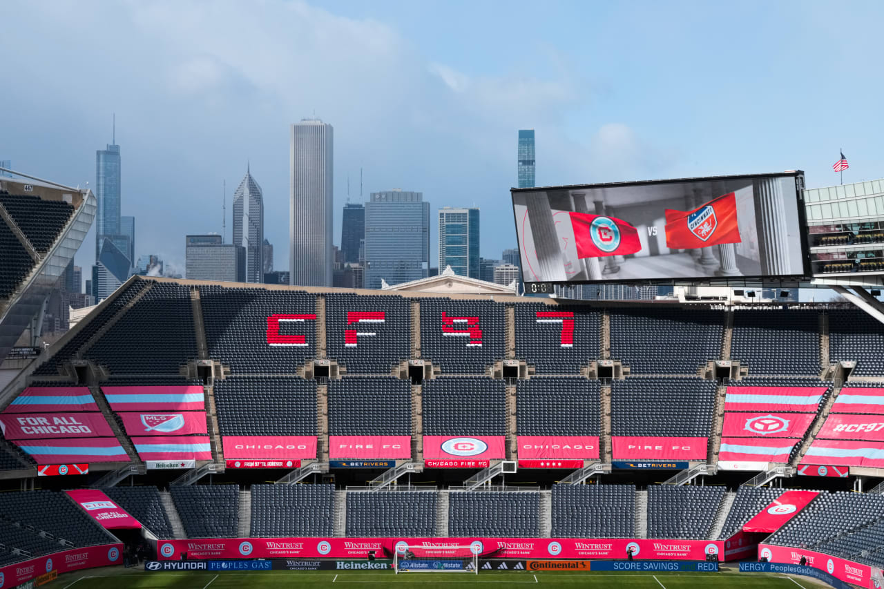 CHICAGO, ILLINOIS - MARCH 18: Chicago Fire FC against FC Cincinnati on March 18, 2023 at Soldier Field in Chicago, Illinois.