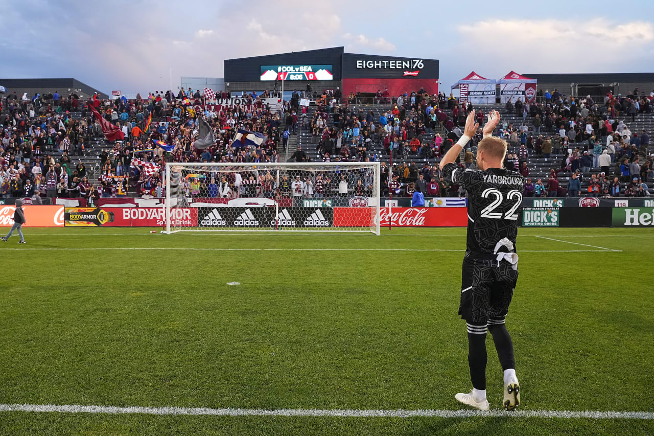 The Colorado Rapids beat the Seattle Sounders 1-0 during Colorado's "Soccer for All" celebration on Sunday evening at DICK'S Sporting Goods Park. (Photo by Garrett Ellwood)
