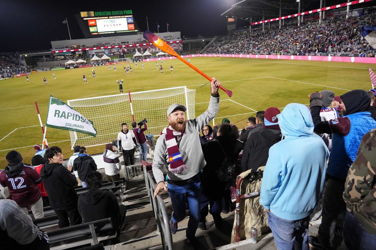 As the Rapids kick off, the oar travels through the sea of supporters toward The Dale's Bar.
