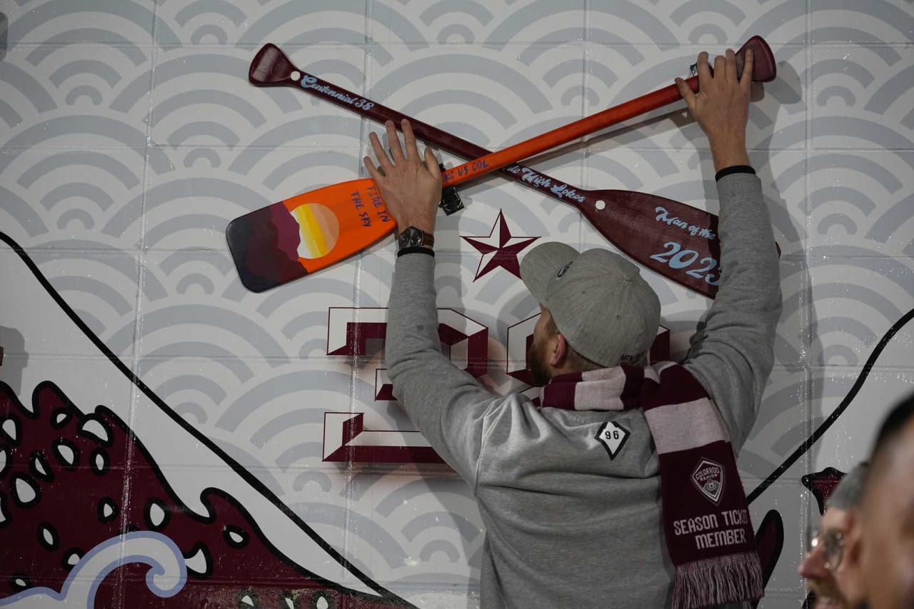 The oar hangs on the wall of The Dale's Bar for the duration of the game to be viewed by every fan that passes by.