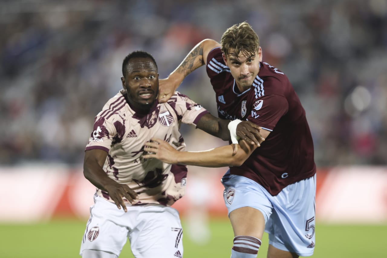 Andreas Maxsø and Portland's Frank Boli during the Rapids' match with the Timbers (Photo by Gabriel Christus)