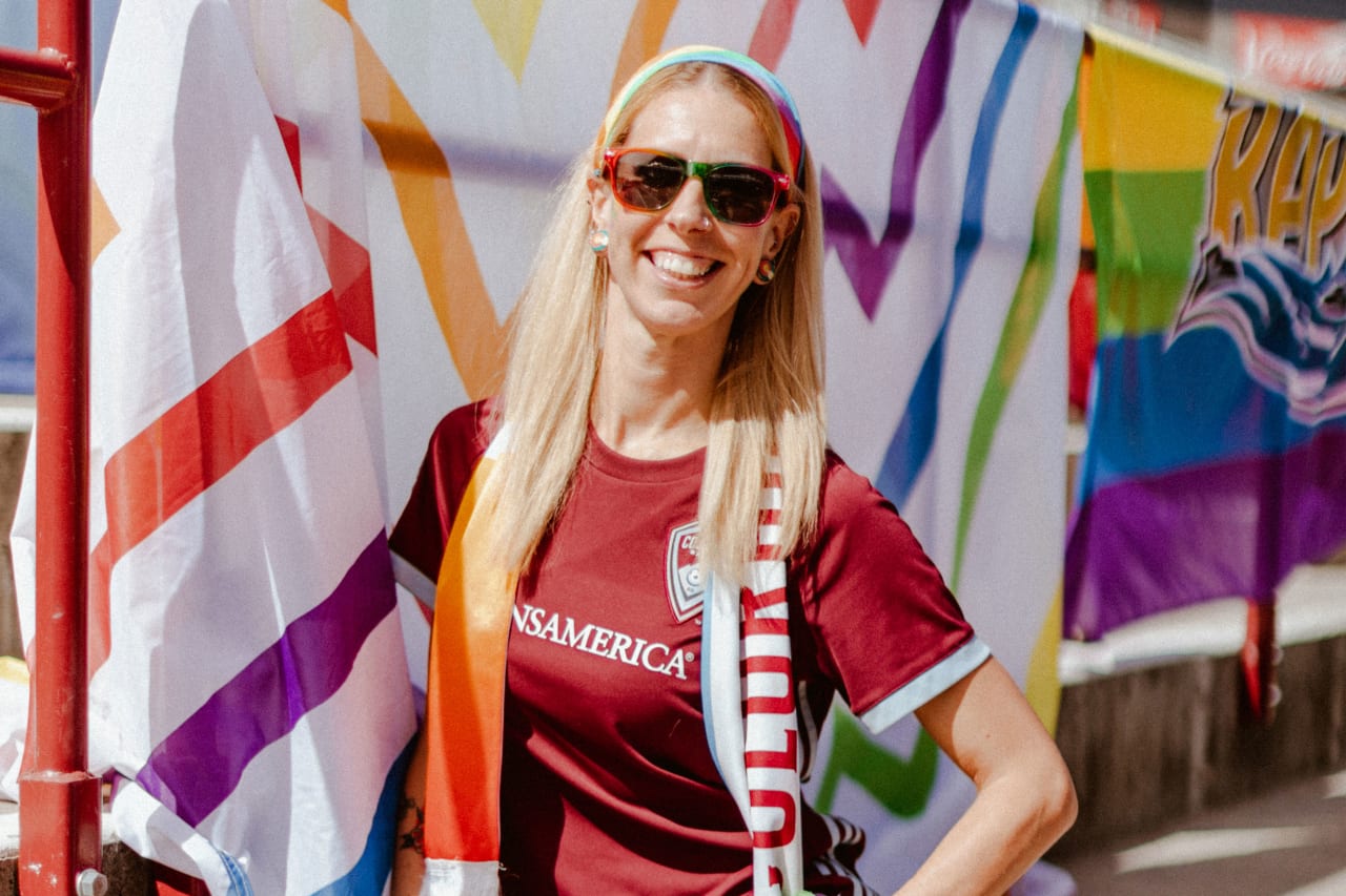Members of the Colorado Rapids supporters' group, C38, celebrate Soccer for All in the limited edition Pride jersey. (Photos by Connor Pickett)