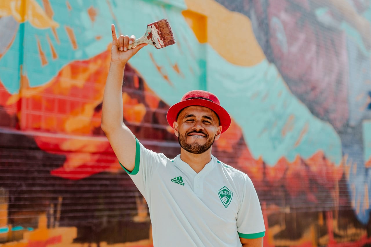 Found on 29th and Walnut in RiNo, Armando Silva's newest mural in collaboration with the Colorado Rapids is inspired by the euphoria soccer its fans. (Photos by Connor Pickett)